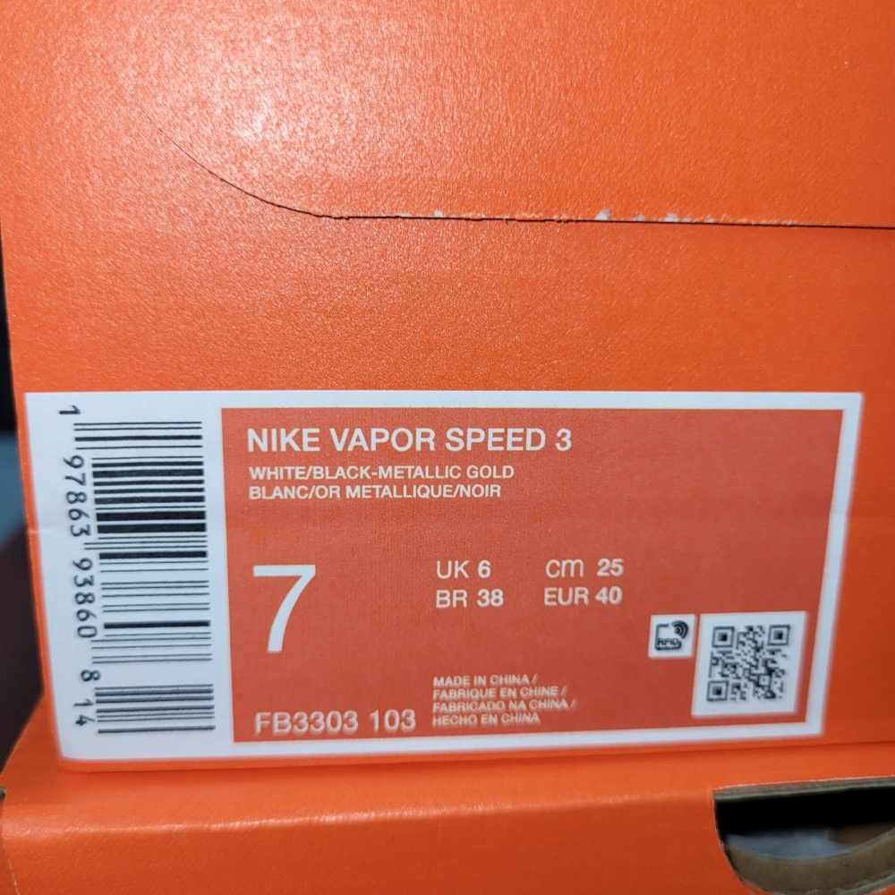 Nike Vapor Speed 3 Men's Size 9 Or 8.5 Football Soccer Cleats White Gold 2025 - Picture 5 of 9